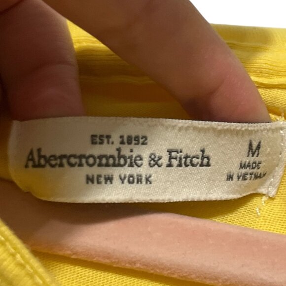Abercrombie & Fitch Womens Y2K Hooded Henley Size M Yellow Fitted 2000s Preppy - Picture 6 of 7